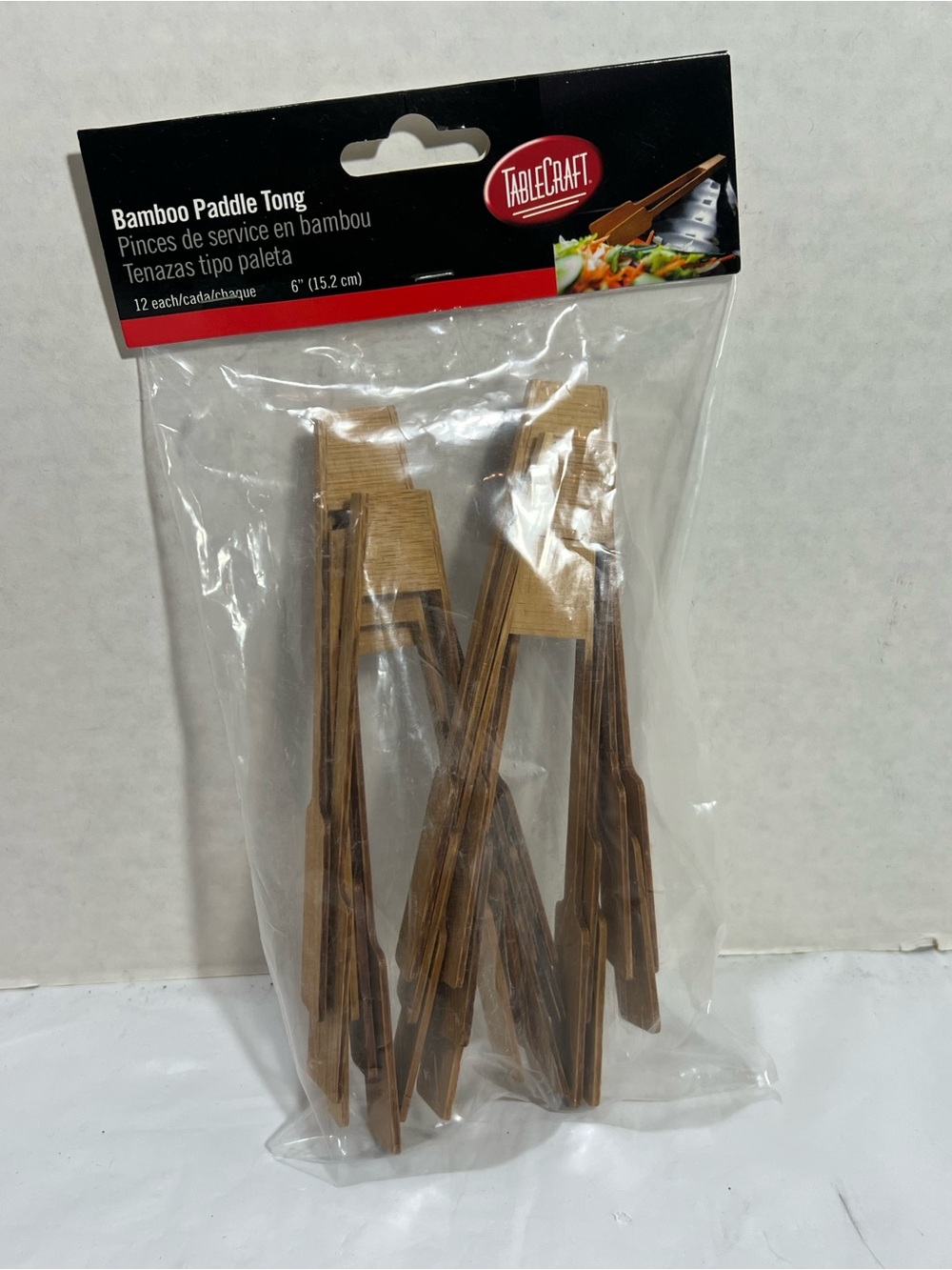 TableCraft Bamboo Paddle Tong 6″,12Pcs/Pkt